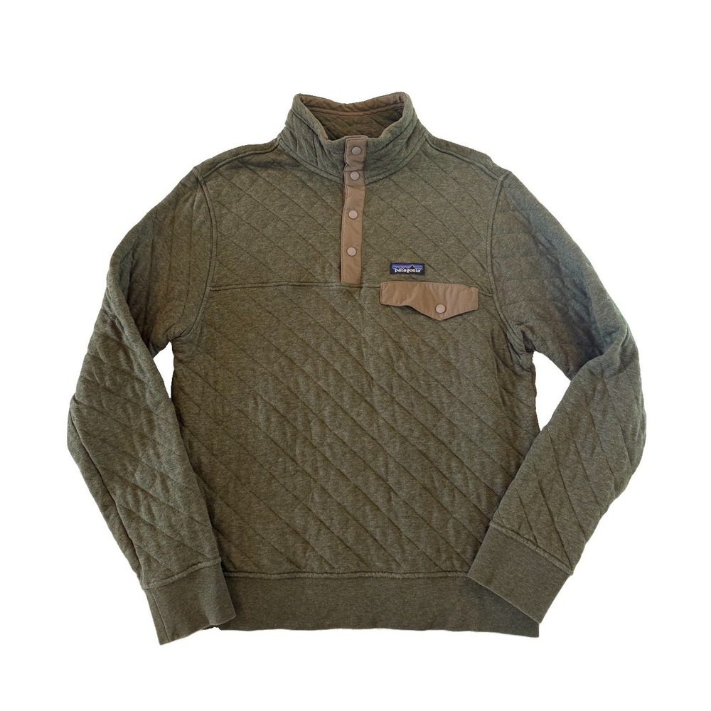 Patagonia Men's Snap-T Quilt Pullover Green Fleece Sweatshirt Sweater Sz Small